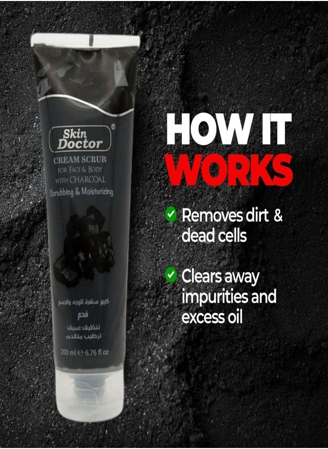 Skin Doctor Skin Doctor Cream Scrub for Face & Body with Charcoal – Deep Cleansing & Exfoliating 200ml  - Image 3