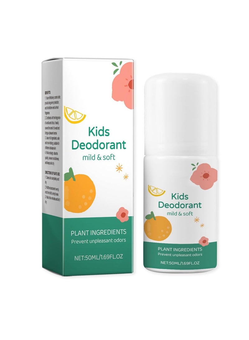 Natural Deodorant for Kids & Teens, Aluminum Free,  Alcohol-Free, Paraben Free, 24 Hr Odor Protection, Clean Fresh Scent, Kids & Tweens, Hypoallergenic Deodorant 50ml (white) - Image 1