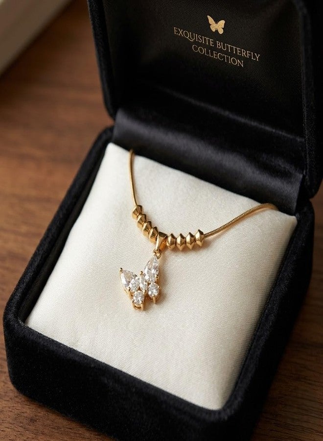 Dbell Anti Tarnish Butterfly Pendant Necklace for Women & Girls | Premium Stainless Steel Gold Plated Chain | Waterproof Jewellery | Elegant Minimal Necklace - Image 3
