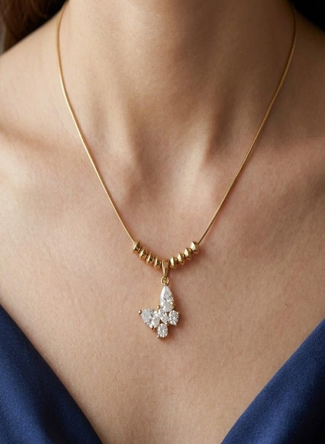 Dbell Anti Tarnish Butterfly Pendant Necklace for Women & Girls | Premium Stainless Steel Gold Plated Chain | Waterproof Jewellery | Elegant Minimal Necklace - Image 2