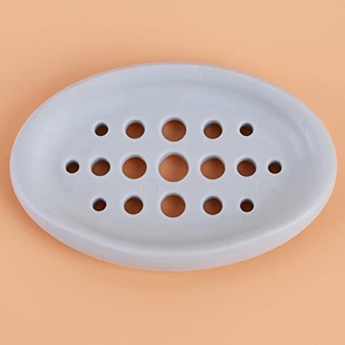 Mockery Soap Holder Tray with Drain Holes for Shower Scrubber Bathroom Kitchen Sponge, Self Draining Non-Slip Stand Soap Holder, Silicone Drainer Dish (White) - Image 1