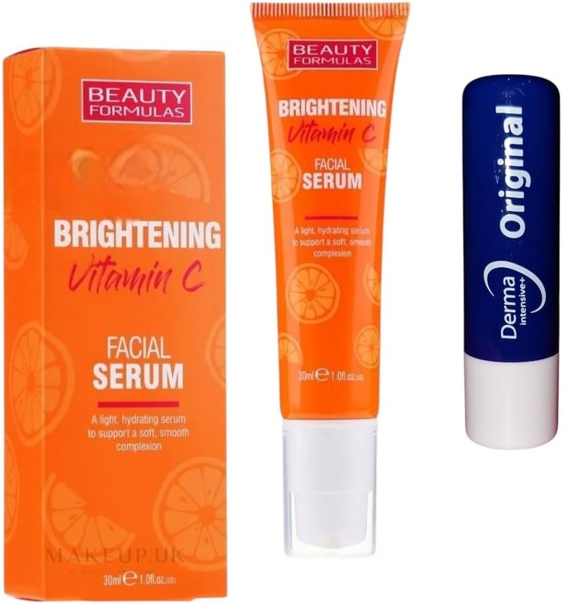 Beauty Formula Brightening With vitamin C B E Rich oils to ensure proper skin hydration Facial Serum Vegan friendly 30ML With Free Orignial Lip Balm