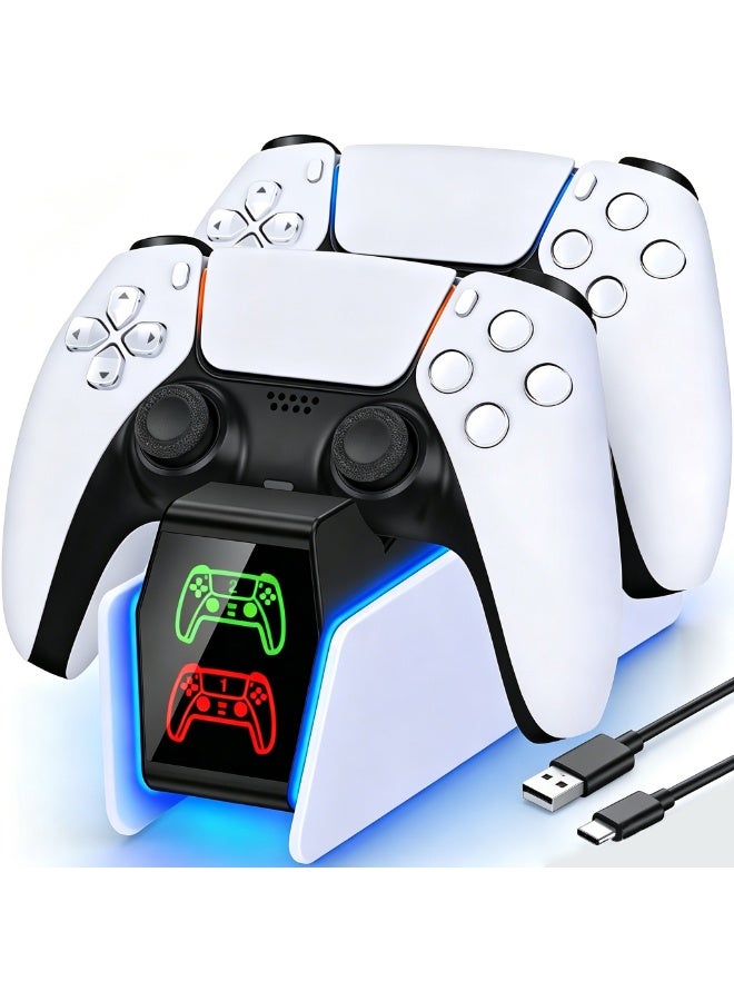 PS5 Controller Charger Station for PlayStation 5 Controllers with LED Light Dual Stand Charger Dock, PS5 Controller Charging Station Accessories for PlayStation 5 Storage Kit - Image 1