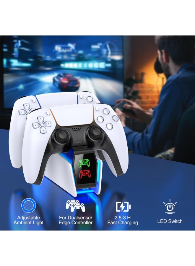 PS5 Controller Charger Station for PlayStation 5 Controllers with LED Light Dual Stand Charger Dock, PS5 Controller Charging Station Accessories for PlayStation 5 Storage Kit - Image 4