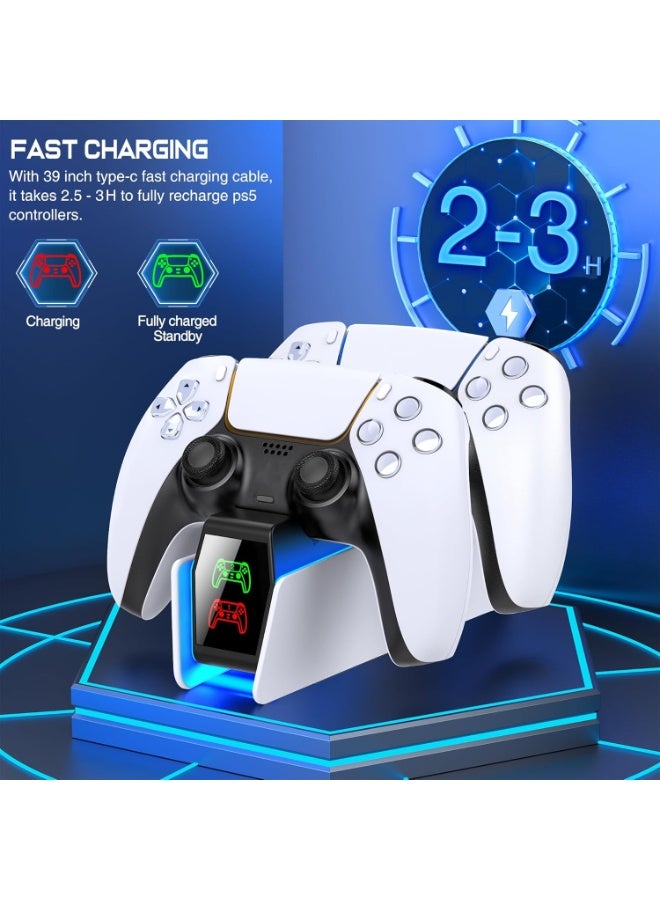 PS5 Controller Charger Station for PlayStation 5 Controllers with LED Light Dual Stand Charger Dock, PS5 Controller Charging Station Accessories for PlayStation 5 Storage Kit - Image 3