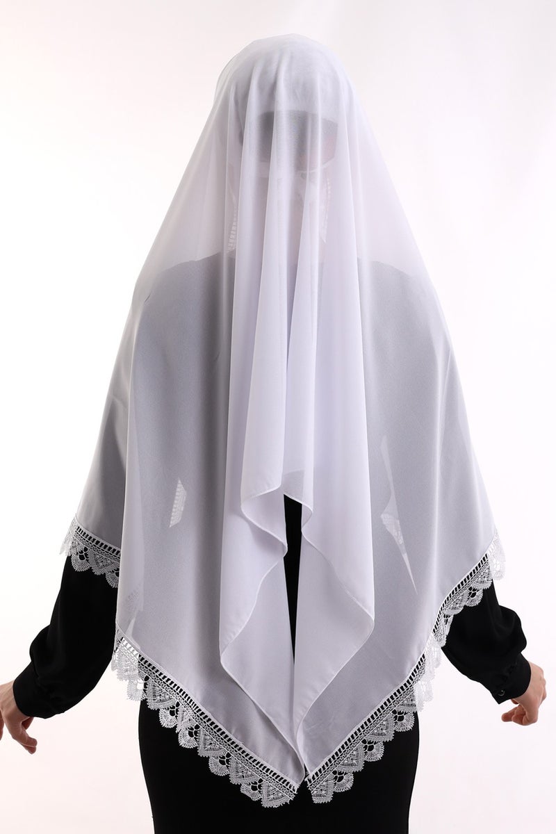İhvan Online Needle Embroidered Lace Scarf Demor Mevlüt Scarf White  - Image 4