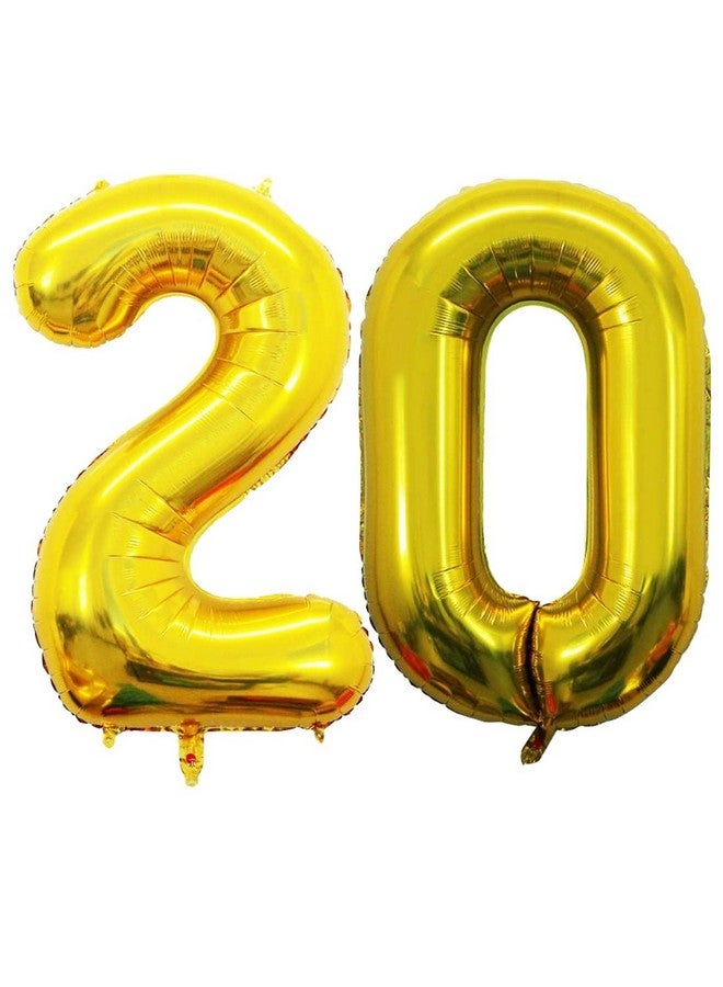 Atpata Funky 20 Number Golden Foil Balloon 40 inch Size Birthday Decoration Items | Happy Birthday Decoration Kit | 20th Year Birthday Party Anniversary Wedding Decorations - Image 1