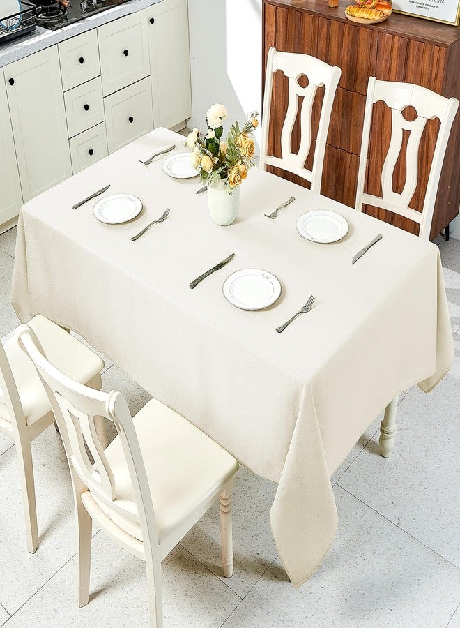 IVAPUPU Textured Linen Table Cloth for Rectangle Table - Ivory Tablecloths Rectangular Waterproof Wrinkle Free Wipeable Dining Cover for Spring Wedding Birthday Kitchen Decor, 60 x 84 Inch - Image 5