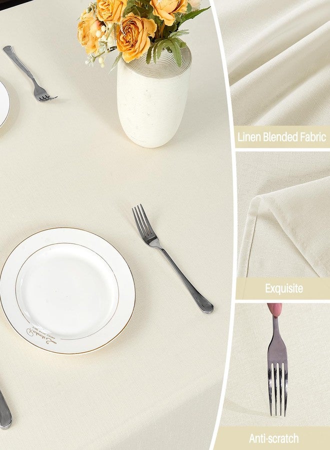 IVAPUPU Textured Linen Table Cloth for Rectangle Table - Ivory Tablecloths Rectangular Waterproof Wrinkle Free Wipeable Dining Cover for Spring Wedding Birthday Kitchen Decor, 60 x 84 Inch - Image 3