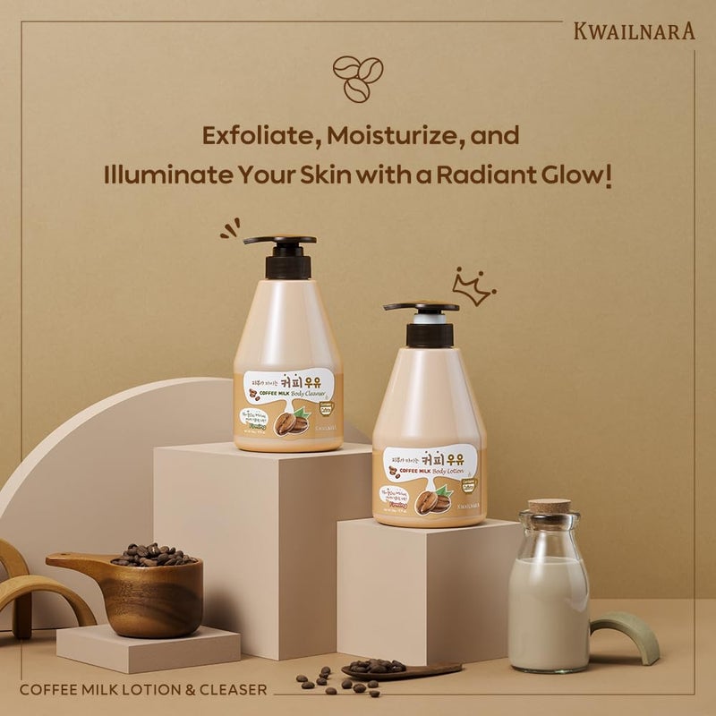 Kwailnara WELCOS KWAILNARA Coffee Milk Body Lotion (19.75 Fl Oz) â€“ Energizing Korean Body Lotion for Deep Hydration | Milk Protein, Royal Jelly, & Coffee Extract Antioxidant Care | Paraben-Free & Non-Greasy - Image 2
