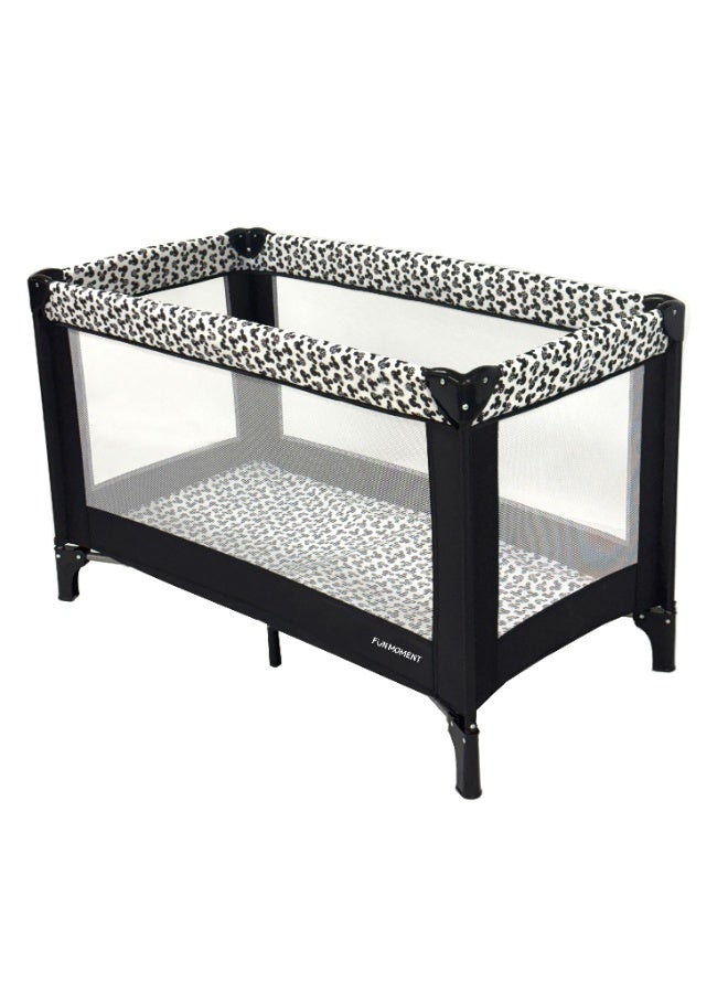 FUN MOMENT Leopard Print Travel Easy Fold Compact Baby Cot And Bed - Image 2