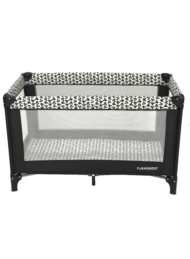 FUN MOMENT Leopard Print Travel Easy Fold Compact Baby Cot And Bed - Image 1