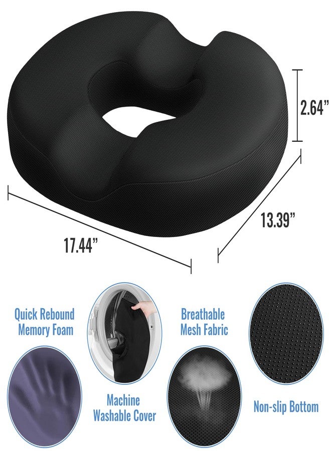 CloudBliss Donut Pillow Seat Cushion Chair Pad for Tailbone Pain Relief and Hemorrhoids, Memory Foam Seat Chair Cushion for Postpartum Pregnancy, Seat Cushions for Men and Women for Home & Office, (Black) - Image 2