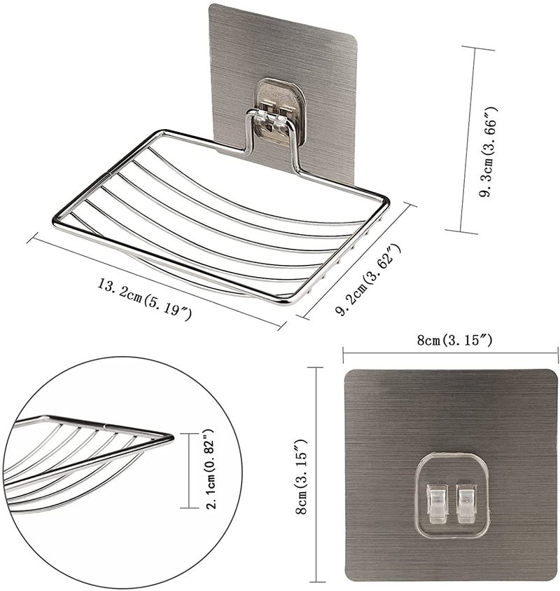 iSTAR Stainless Steel Soap Dish Holder,Self Adhesive Wall Mounted Sponge Holder,Keep The Soap Dry,No Odor,Easy to Clean,Strong Suction Tape,Storage Saver Rack for Home Kitchen Bathroom Shower (Pack1) - Image 4