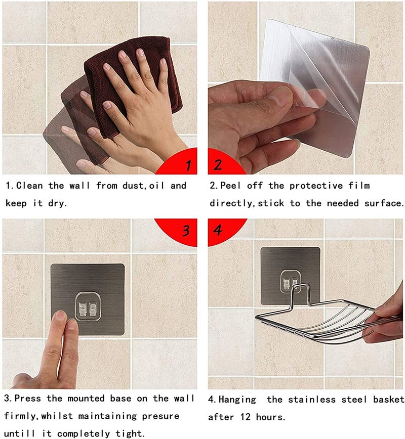 iSTAR Stainless Steel Soap Dish Holder,Self Adhesive Wall Mounted Sponge Holder,Keep The Soap Dry,No Odor,Easy to Clean,Strong Suction Tape,Storage Saver Rack for Home Kitchen Bathroom Shower (Pack1) - Image 5
