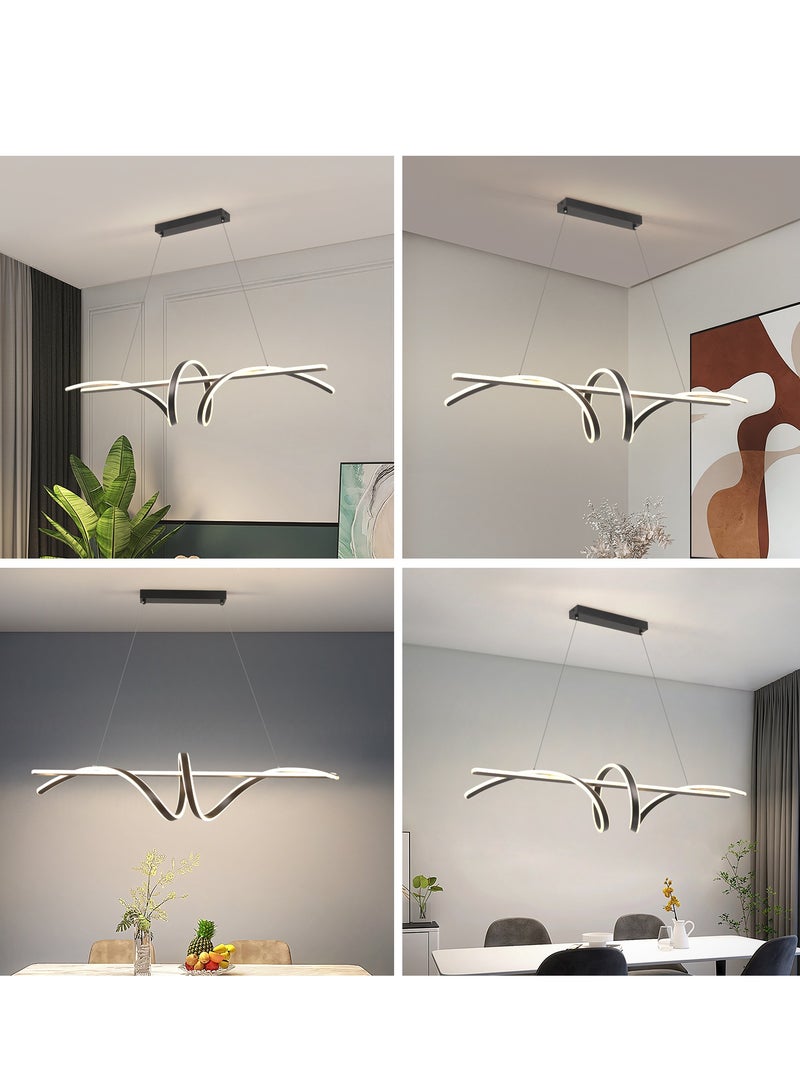 YATAI LIGHTING Modern LED Chandelier Dining Room,Black Personalized Long Shape 100cm Chandelier Light for Kitchen Island,Restaurant,Acrylic Dimmable Chandelier Lamp - Image 2