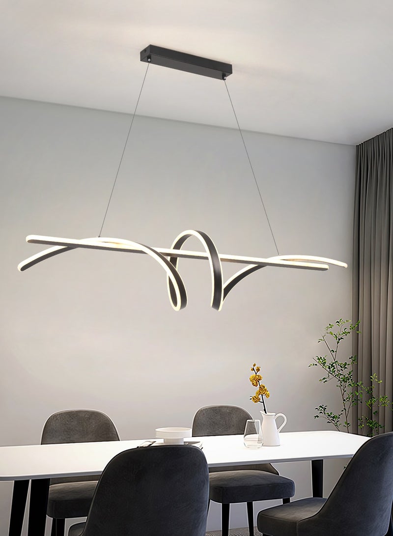 YATAI LIGHTING Modern LED Chandelier Dining Room,Black Personalized Long Shape 100cm Chandelier Light for Kitchen Island,Restaurant,Acrylic Dimmable Chandelier Lamp - Image 3