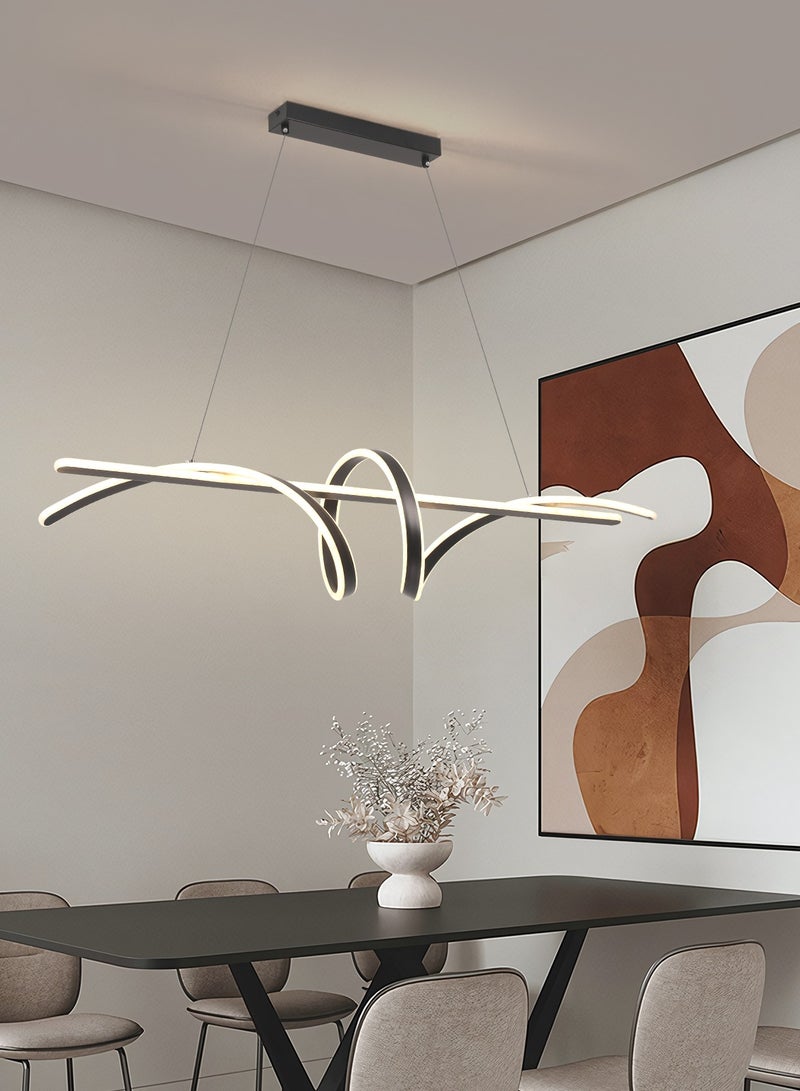 YATAI LIGHTING Modern LED Chandelier Dining Room,Black Personalized Long Shape 100cm Chandelier Light for Kitchen Island,Restaurant,Acrylic Dimmable Chandelier Lamp - Image 4