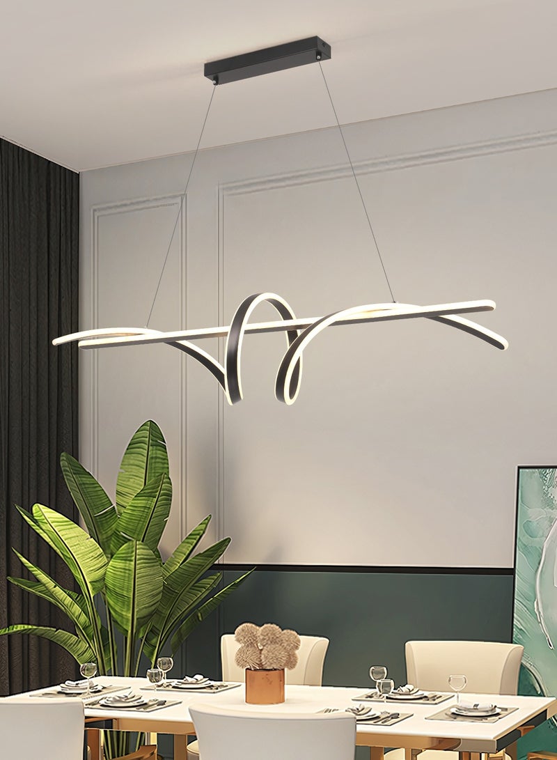 YATAI LIGHTING Modern LED Chandelier Dining Room,Black Personalized Long Shape 100cm Chandelier Light for Kitchen Island,Restaurant,Acrylic Dimmable Chandelier Lamp - Image 5