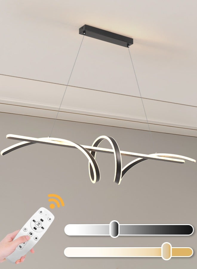 YATAI LIGHTING Modern LED Chandelier Dining Room,Black Personalized Long Shape 100cm Chandelier Light for Kitchen Island,Restaurant,Acrylic Dimmable Chandelier Lamp - Image 1