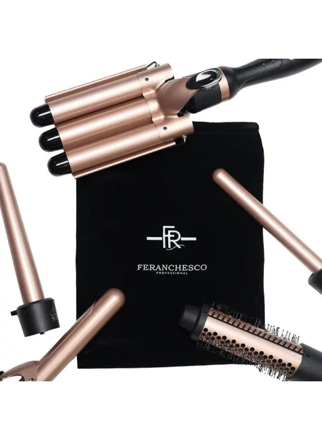 FERANCHESCO Stylish Shine & Curl Set – 5‑in‑1 Curling Wand & Shine Spray - Image 2