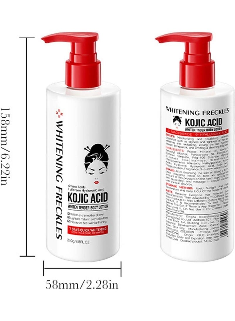 SADOER Kojic Acid Whiten Tender Body Lotion, Moisturising Brightening Body Cream for Radiant Skin, Quick-Absorbing, Lightening, Smooth and Relax Feel Soft Whitening, 250g - Image 3