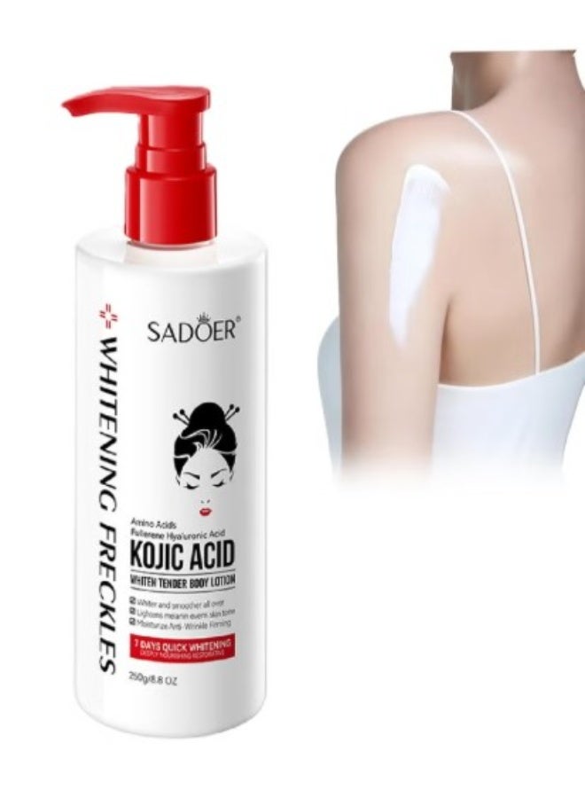 SADOER Kojic Acid Whiten Tender Body Lotion, Moisturising Brightening Body Cream for Radiant Skin, Quick-Absorbing, Lightening, Smooth and Relax Feel Soft Whitening, 250g - Image 1