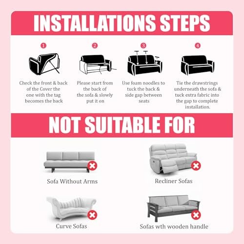 Furshine Sofa Cover 3 Seater and 2 Seater Fully Covered 5 Seater Cover Non-Slip Sticky Elastic Stretchable Sofa Set Imported Slipcover Protector Blend Geometric, Five Seater (3+1+1) - Image 5