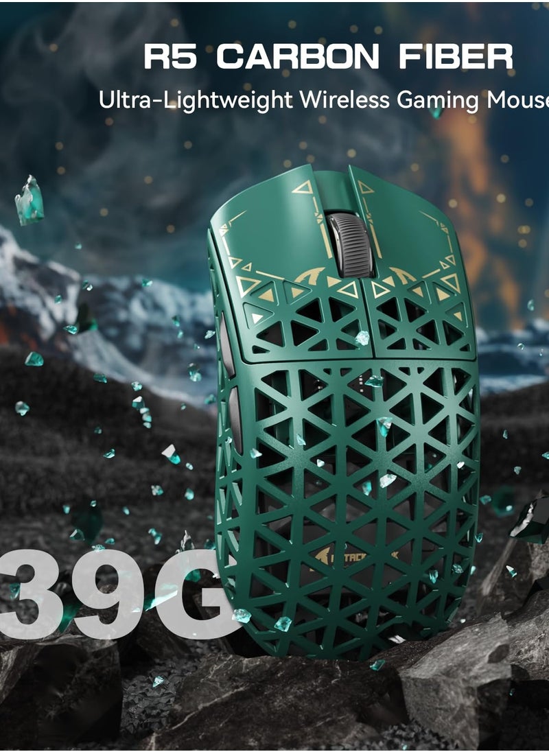 R5Ultra 8K Carbon Fiber Wireless Gaming Mouse with 42,000 DPI -PAW3950 MAX Sensor -39g Ultra-Lightweight -Nordic52840 -Wired/BT/2.4GHz Wirelss Programmable Mouse for PC/Mac