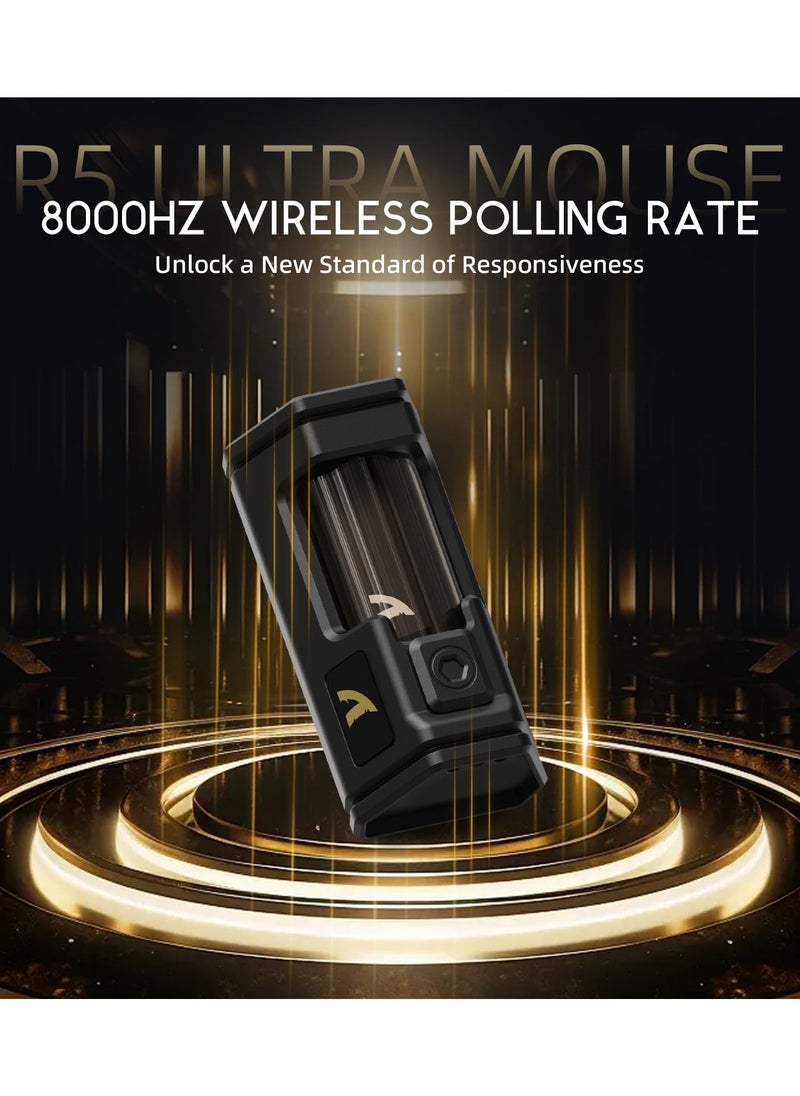 R5Ultra 8K Carbon Fiber Wireless Gaming Mouse with 42,000 DPI -PAW3950 MAX Sensor -39g Ultra-Lightweight -Nordic52840 -Wired/BT/2.4GHz Wirelss Programmable Mouse for PC/Mac