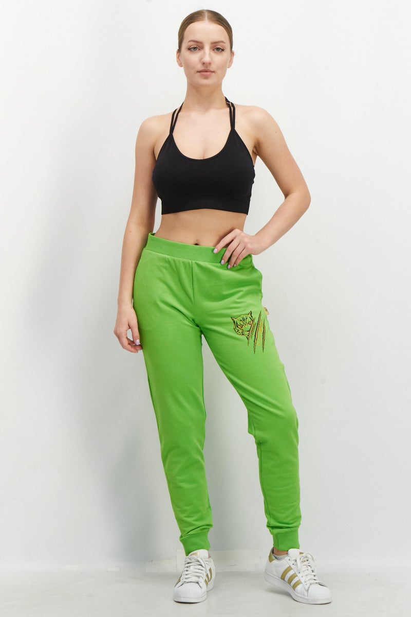 PHILIPP PLEIN Plein Sport Women Sportswear Fit Brand Logo Training Pants, Light Green - Image 4