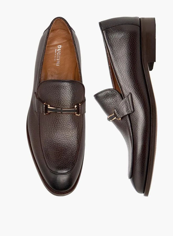 DUCHINI Men Metal Accent Leather Loafers