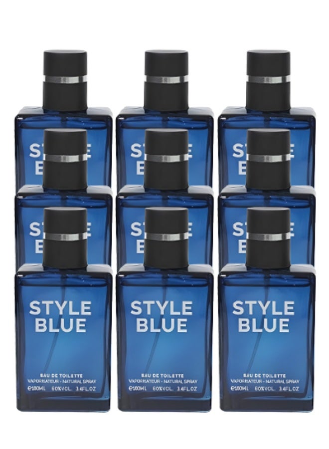 Style 9 Pieces Style Blue Perfume For Men 100ml EDT - Image 1