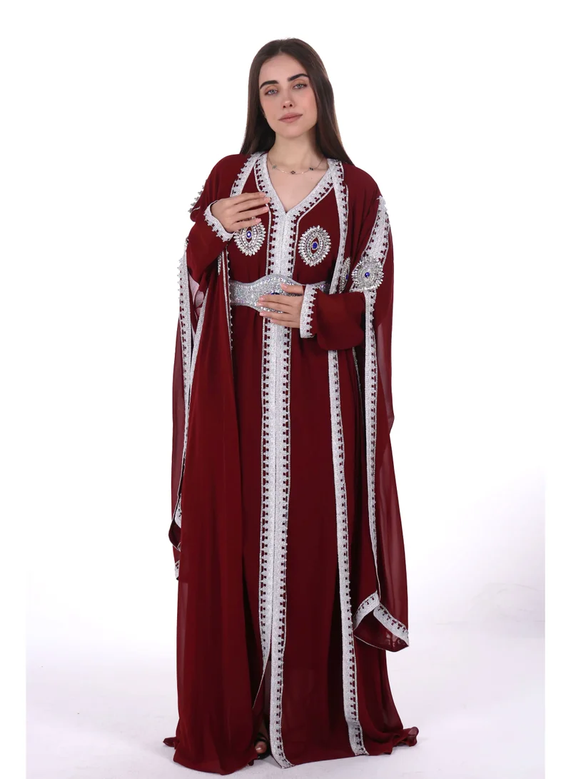 belted elegant kaftan dress