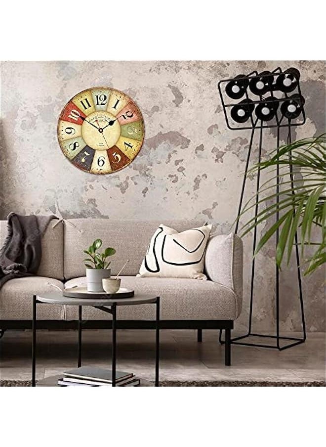 Generic Clocks Battery Operated Wooden Wall Clock Retro Rustic Clock Decorative 14 Inch Arabic Numerals Colorful Silent Non Ticking Wall Clocks for Kitchen,Living Room,Bathroom,Bedroom Home Decor  - Image 5