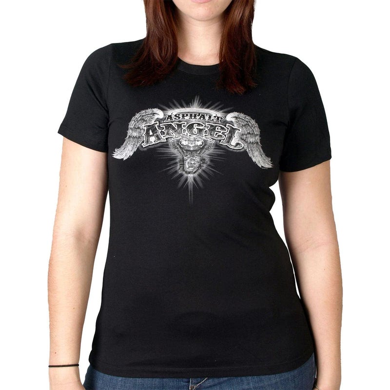 Hot Leathers womens T-shirt GLD1040 Women Asphalt Angel Dual Side Print Shirt, Black, X-Large US - Image 1