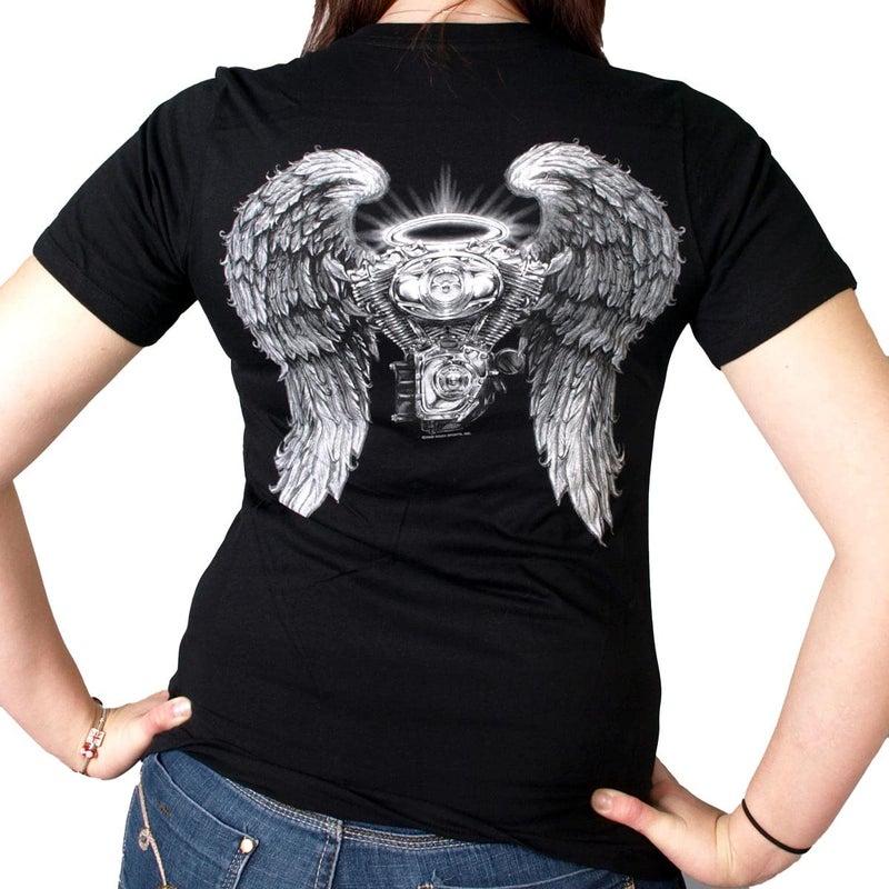 Hot Leathers womens T-shirt GLD1040 Women Asphalt Angel Dual Side Print Shirt, Black, X-Large US - Image 2