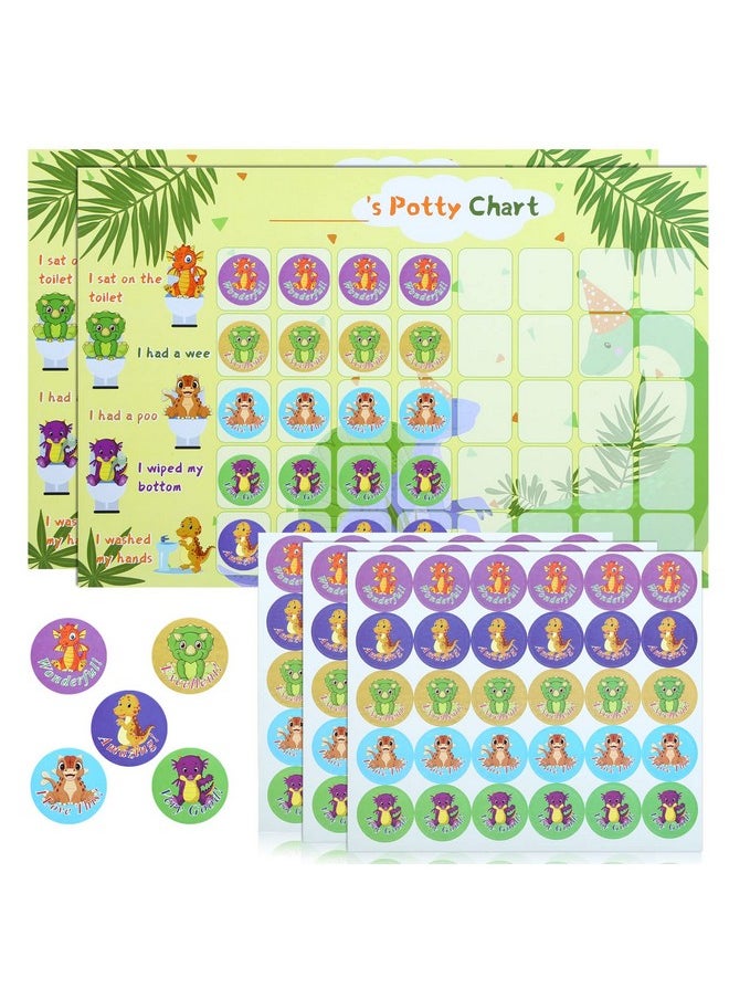 GWHOLE 2 Pack Of Dinosaur Potty Training & Toilet Training Reward Chart With Dinosaur Stickers For Toddlers, Boys, Girls  - Image 1
