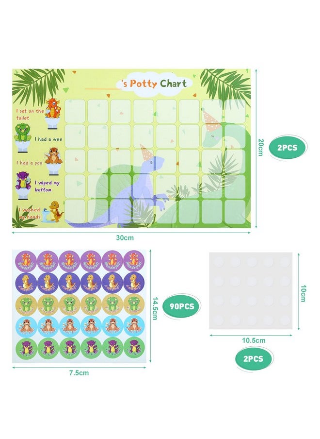 GWHOLE 2 Pack Of Dinosaur Potty Training & Toilet Training Reward Chart With Dinosaur Stickers For Toddlers, Boys, Girls  - Image 2
