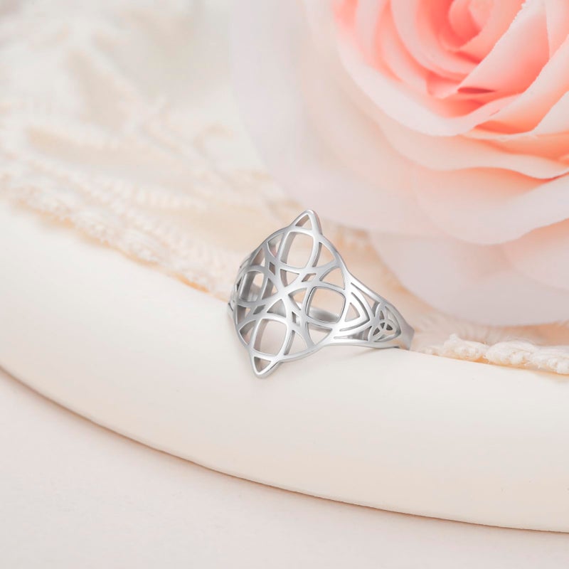 Celtic Magic Knot Wiccan Symbol Ring Silver Stainless Steel Jewelry For Women - Image 3
