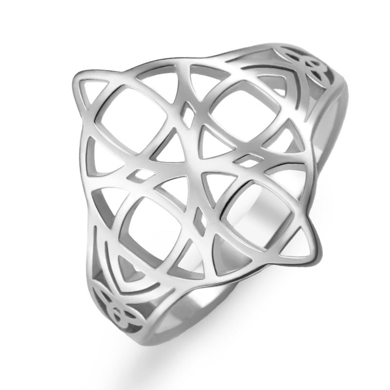 Celtic Magic Knot Wiccan Symbol Ring Silver Stainless Steel Jewelry For Women - Image 2