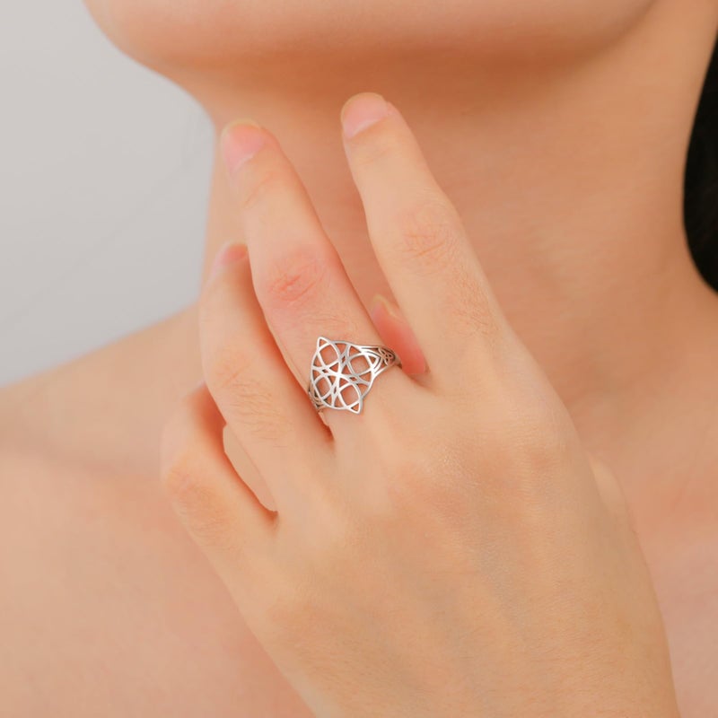 Celtic Magic Knot Wiccan Symbol Ring Silver Stainless Steel Jewelry For Women - Image 4