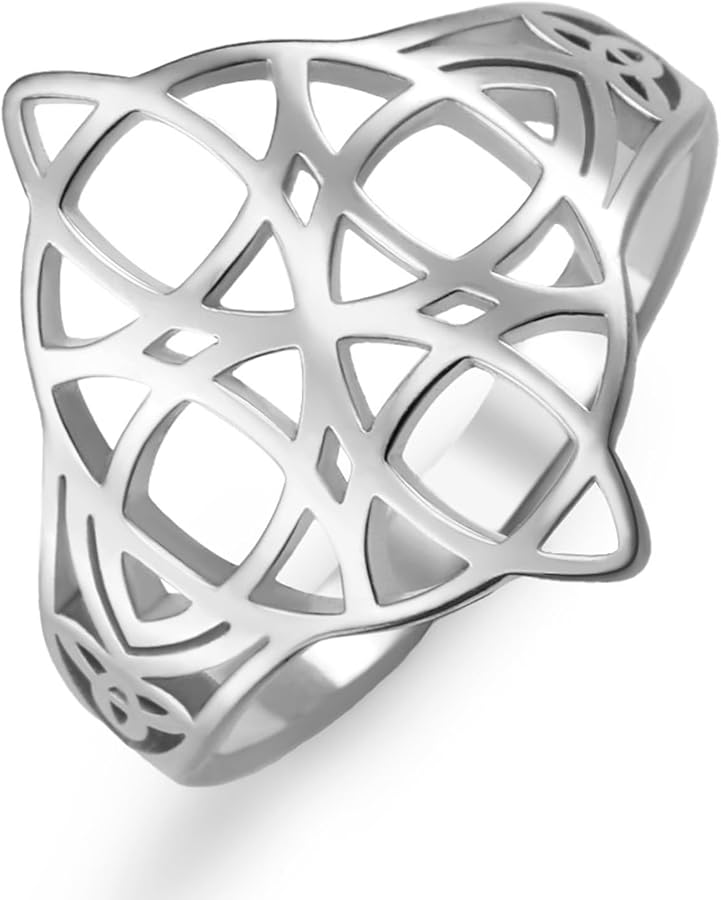 Celtic Magic Knot Wiccan Symbol Ring Silver Stainless Steel Jewelry For Women - Image 1