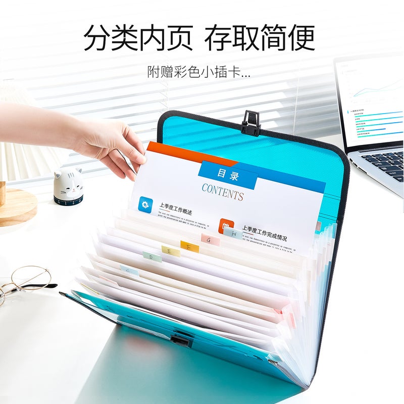 Tranbo/Full Standard A4 Portable Fashion Business Buckle 13-Compartment Fc Organ Bag Student Subject Test Paper Storage - Image 4