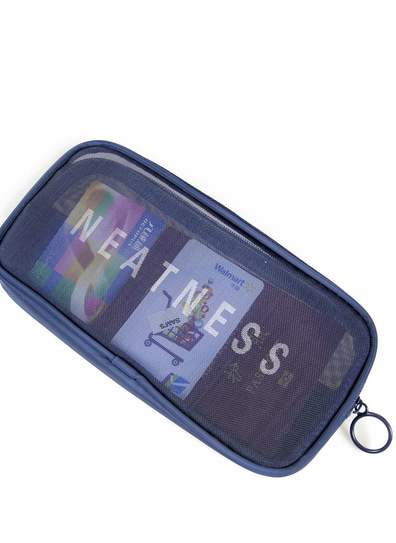 Generic - 4Pcs Clear Mesh Makeup Bag Set - Mini Portable Toiletry Pouches with Zipper for Travel & Daily Use (Gray) - Image 1