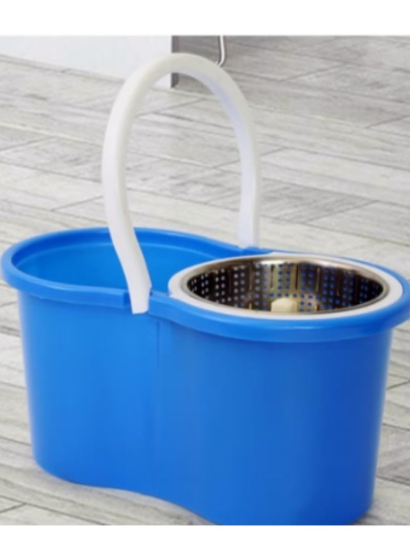Spin Mop Stainless Steel With Bucket Blue/White With 3 Cleaning Dry Heads - Image 2