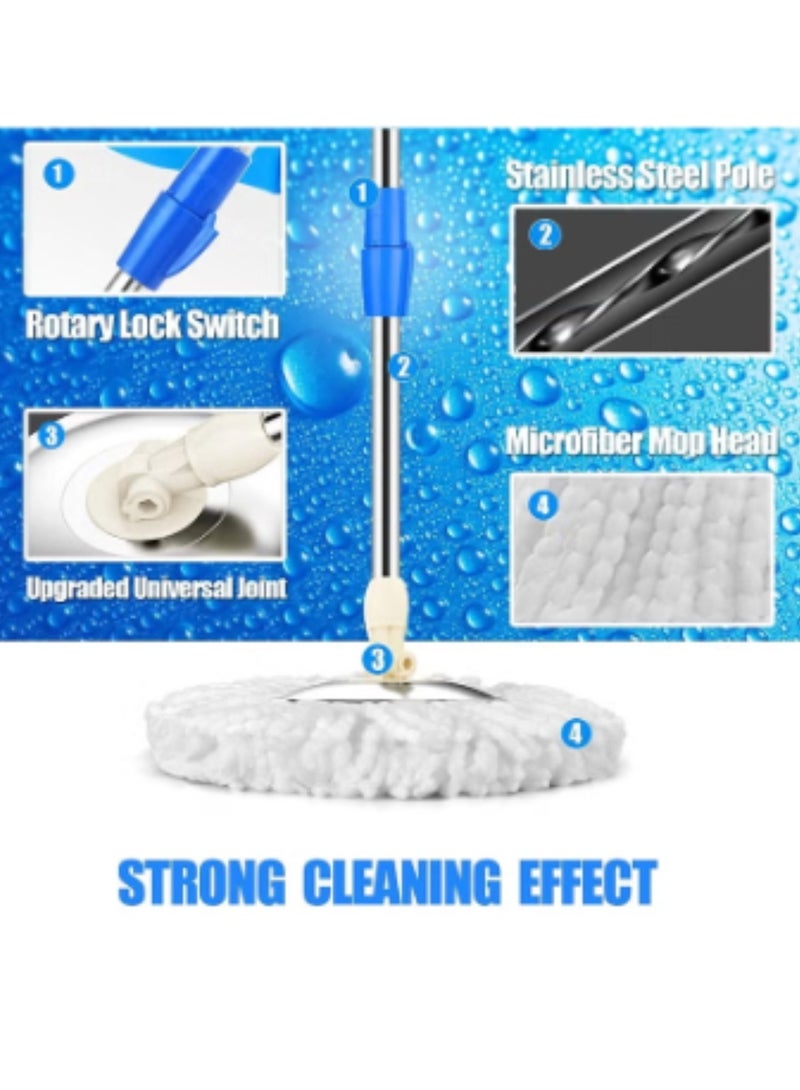 Spin Mop Stainless Steel With Bucket Blue/White With 3 Cleaning Dry Heads - Image 3