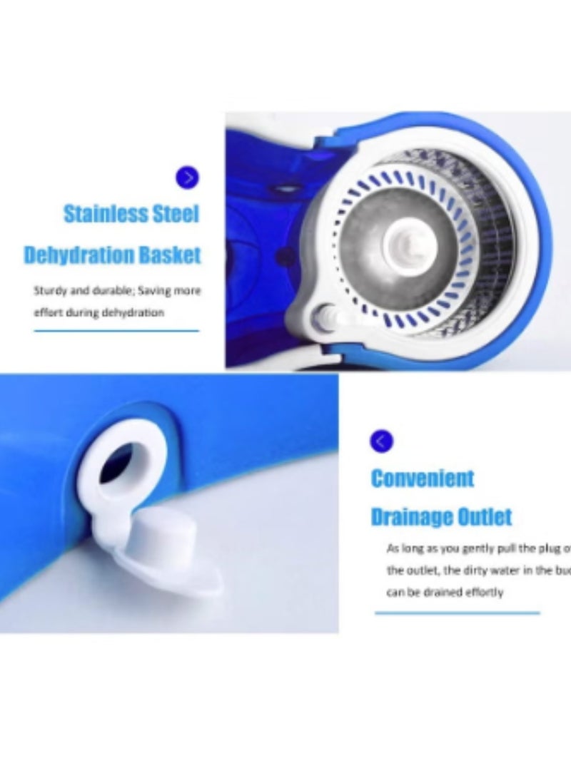 Spin Mop Stainless Steel With Bucket Blue/White With 3 Cleaning Dry Heads - Image 4