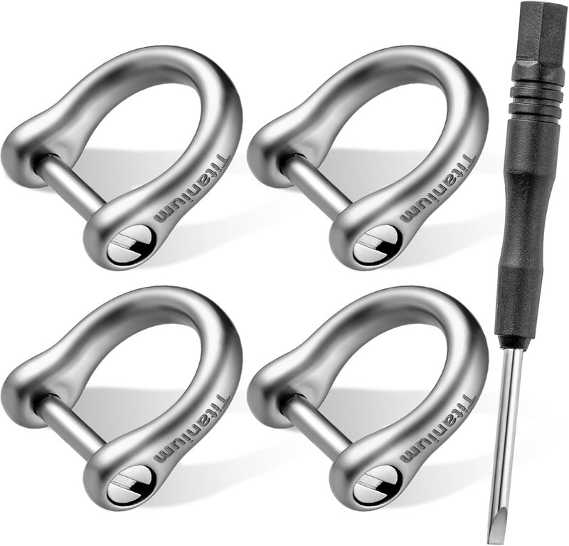 FEGVE Small Titanium Key Ring with Screw Shackle - Car Fob Keychain Heavy Duty Strong Mini Titanium D Rings -1/3 Inch/9mm (Silver 4 Pack) - Image 1