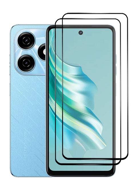 2 Pieces Tecno Spark 20 Screen Protector - Edge to Edge Tempered Glass Screen Protector Black, High Transparency, Delicate Touch, Anti-Explosion, Smooth Arc Edges, Easy Installation